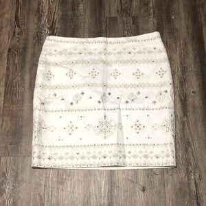 White House Black Market Skirt Women's 8 OTT Mini Embroidered Beaded White NWT
